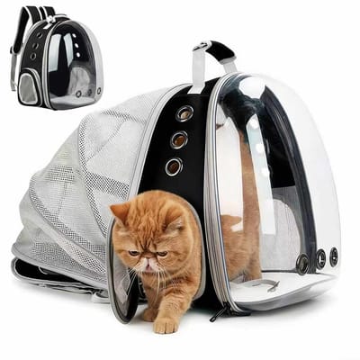 Meedeer Katten Rugzak-Hondentas-Rugzak voor katten-Zicht en Licht-Grote capaciteit-Opvouwbare uitbreidingsruimte-Honden Draagtas-honden en konijnen en Katten-Katten Rugzak-Voor reizen-Zwart