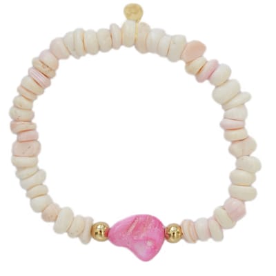 Armband shell stone roze