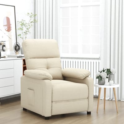 vidaXL - Fauteuil - verstelbaar - stof - crèmekleurig