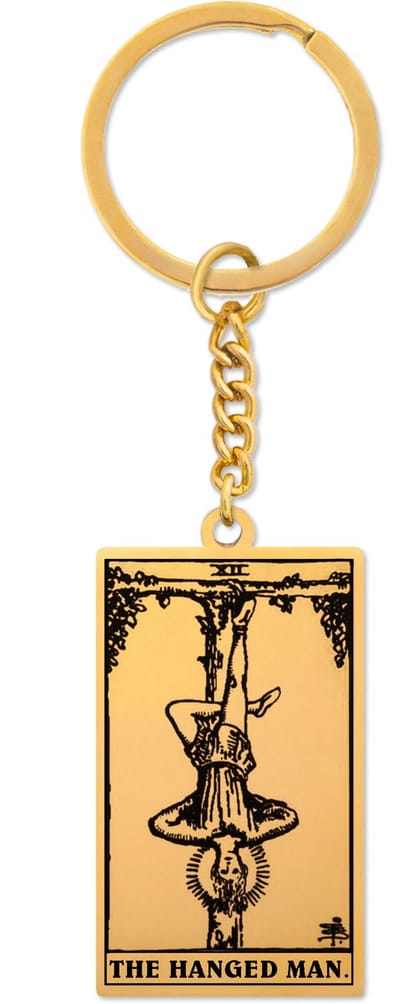 Tarot Sleutelhanger XII: De Gehangene / The Hanged Man - Goudkleurig Stainless Steel - Grote Arcana uit Rider-Waite Geïnspireerd - Pax Amare