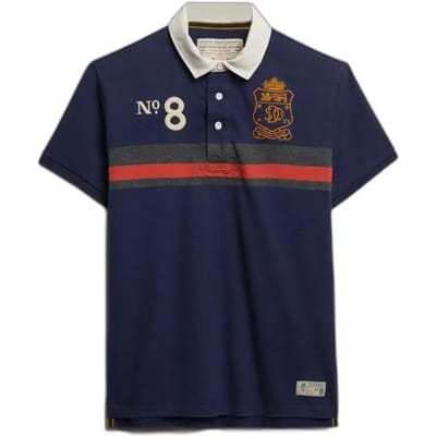 Superdry Double Emblem Rugby Korte Mouw Poloshirt Blauw M Man