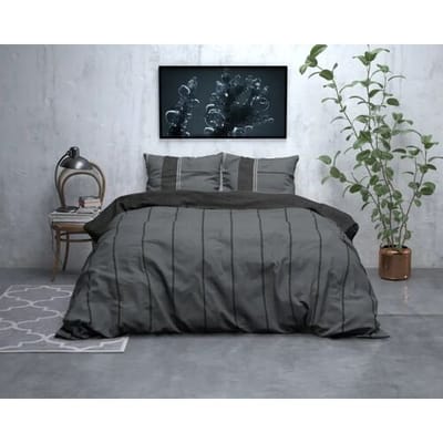 Sleeptime Flanel Kees - Dekbedovertrekset - Lits-Jumeaux - 240x200/220 + 2 kussenslopen 60x70 - Antraciet