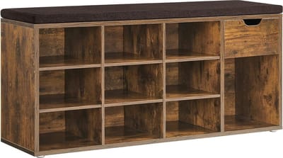 Hoppa! Schoenenrek met lade en open vakken, 30 x 104 x 48 cm Vintage Bruin