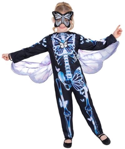 Smiffys - Butterfly Skeleton Kinder Kostuum - Kids tm 12 jaar - Zwart