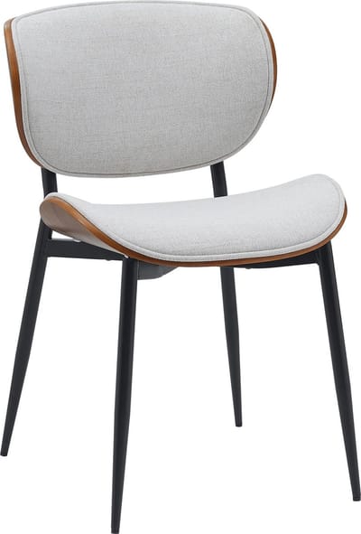 CLP Enid Eetkamerstoel - bezoekersstoel - met rugleuning en bekleding - metalen frame - Stof/walnoot/creme