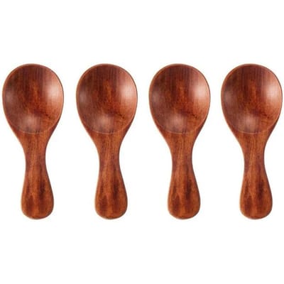 4 stuks mini houten lepels kleine keuken kruiden condiment lepel suiker thee koffie schep korte steel houten kinder lepel keuken gadgets brown