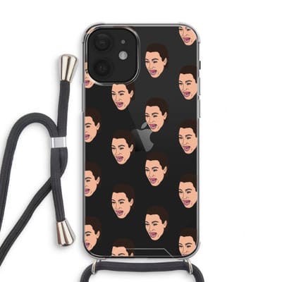 Case Company® - Hoesje met koord geschikt voor iPhone 12 mini hoesje met Koord - Ugly Cry Call - Telefoonhoesje met Zwart Koord - Bescherming aan alle Kanten en Over de Schermrand