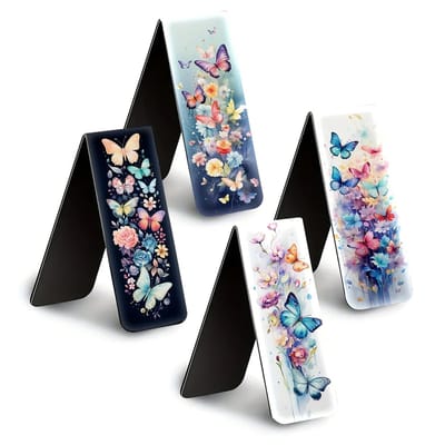 Viwado® Magnetische Boekenleggers 4x – Flower Dance Serie – Opvouwbare Bladwijzers met Sterke Magneet – Waterdicht & Duurzaam – Voor Boeken, Tijdschriften, Dagboeken