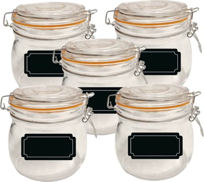 Weckpot/inmaakpot - 10x - 500 ml - glas - met beugelsluiting - incl. etiketten