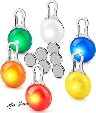 Mrs. Jones LED-halsband lichtgevend waterdichte veiligheidslichten 6 stuks+extra batterijen voor babywandelaars babyrugzakken hondencadeau .