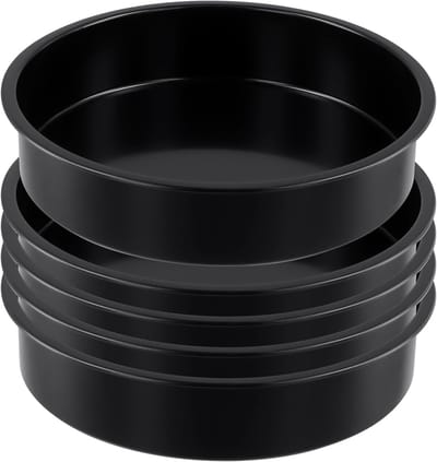 Set van 5 Stuks 20.5 cm Diepe Ronde Taartvormen van Koolstofstaal, Antiaanbak Bakvormen voor Verjaardagstaarten, Bruidstaarten en Laagjes