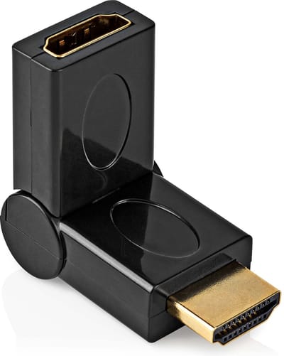 HDMI adapter - 4K@30Hz - Verguld - 180° haaks draaibaar - Male naar female - Zwart - Allteq