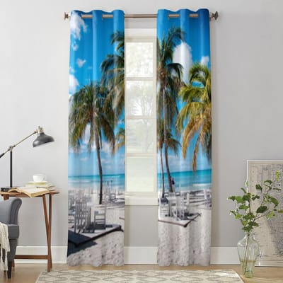Idyllische Zomer Buiten Strand Luxe Raamgordijn voor Woonkamer Slaapkamer Huisdecoratie Keuken voor Raamgordijnen 135W x 60H(cm) x1 gray