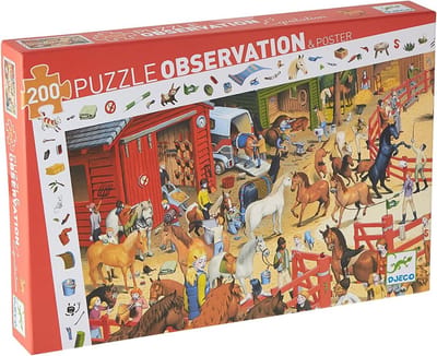 Ontdekkingspuzzel Paarden - Educatieve Legpuzzel - Leren Spelen - Inclusief Poster Sjabloon - 200 Stukjes - Meerkleurig