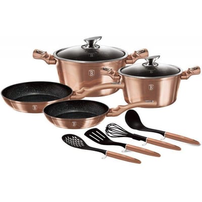 Berlinger Haus Rose Gold Serie - Granieten Pannenset - Turbo Induction - Soft-Touch Handgreep
