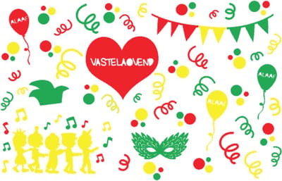 Mint11 - Herbruikbare raamstickers carnaval - rood geel groen - vasteloavend