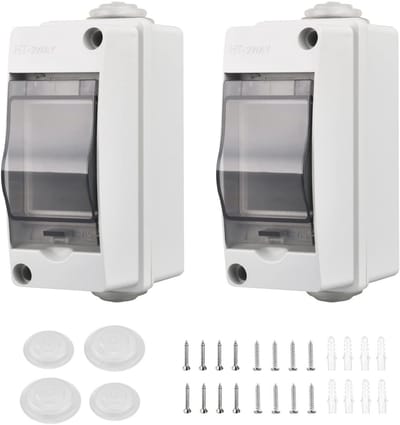 Elektrische buitenbehuizing IP65 - klein, 2 modules, waterdichte box voor tuin en laadstations