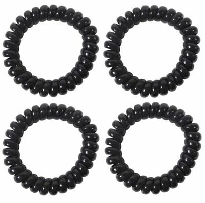 Haarsoires Haarelastieken Invisibobble 5cm - Telefoondraad - Basic - Zwart - Set van 4 - Spiraal Haar Elastieken - Haarvriendelijk