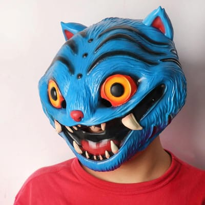 Blauw Tijger Latex Mask KPop Demonenjager Halloween Cosplay Prop Voor Meisjesgroep Evenementen Kostuumfeest Hoofddeksel blue