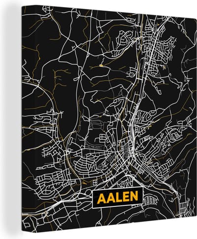Canvas Schilderij Aalen - Goud - Stadskaart - Plattegrond - Kaart - Duitsland - 20x20 cm - Wanddecoratie