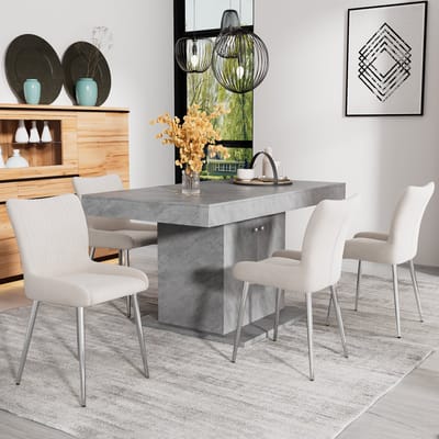 Eetkamerstoel - Set van 4 - Luxe Stoel - Beige Stoel - Woonkamer Stoel - Slaapkamer Stoel - Lounge Stoel - Eetkamerstoelen met Gouden Metalen Poten - Comfortabele Stoel met Lendensteun - Moderne Stoelen - Lichtbeige