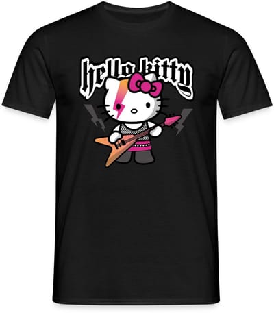 Hello Kitty In Een Rockoutfit Speelt E-gitaar T-Shirt Heren