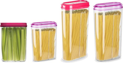Plasticforte Voedselcontainers set - 4 stuks - roze - 2350ml en 1500ml - kunststof - voorraadpot