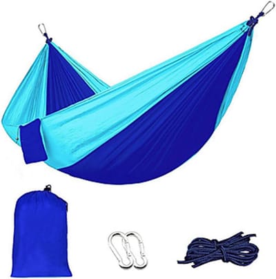 Dubbele Hangmat - Kampeerhangmat Outdoor - Ontspannen Buiten - Lichtgewicht Sneldrogend - 280x80 cm - Blauw