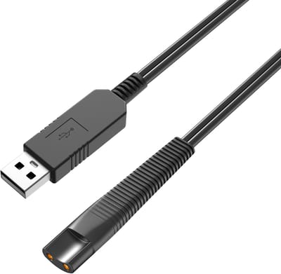 12V-kabel, compatibel met Braun-scheerapparaten en -trimmers uit de series 1/3/5/6/7/8/9 en Silk-épil uit de series 5/7/9 – Zwarte USB-kabel van 1 m van Phonillico®