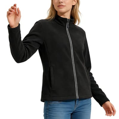 BUBW® Dames Outdoorjas - Warme Fleece Jas - Winddicht & Lichtgewicht - Softshell Jas - Zwart - Maat S