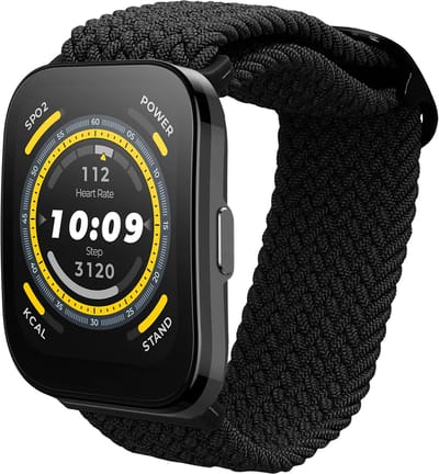kwmobile nylon bandje voor smartwatch - geschikt voor 22mm Amazfit Bip 6 / Bip 5 Unity / Bip 5 / GTS 3 / Balance 2 / Helio Strap - 14 - 22 cm - Polsbandje in zwart