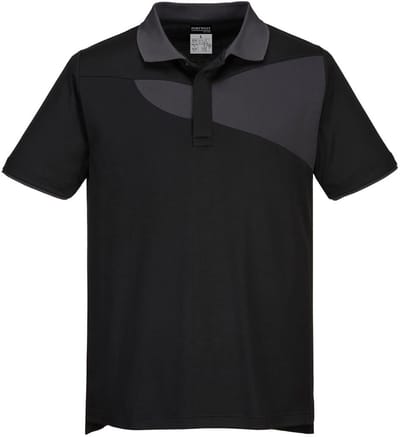 Portwest PW2 Hi Vis polo K/M PW210 - Zwart/Grijs - L