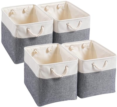 Unyqoos ® Stijlvolle Kubusvormige Opbergmanden voor Kast en Plank, 25 x 25 x 25 cm, Set van 4 in Koud Grijs