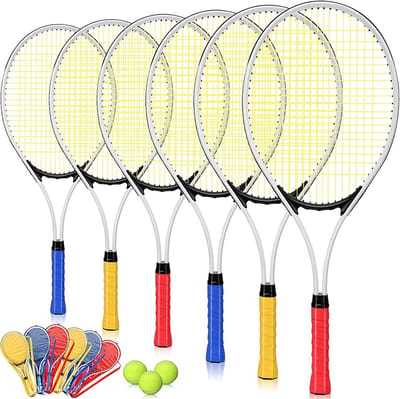 Set van 6 Lichtgewicht Tennisrackets voor Volwassenen en Beginners met Ballen en Tas