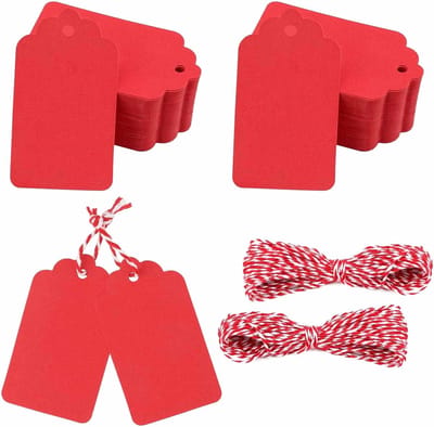 100 stuks rechthoekig etiketpapier, hangende etiketten met touwtje, doe-het-zelf cadeaulabels voor kerst- en huwelijkscadeaus, doe-het-zelf-knutselwerkjes