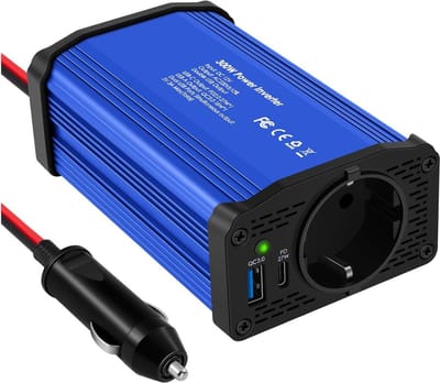 White-Label® Omvormer 12v 230v Zuivere Sinus - Spanningsomvormer - 300W - Blauw