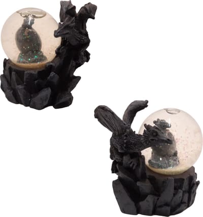 Set Draken Beeld Sneeuwbol - set van 2 draken fantasy gothic schudbol 7 cm | GerichteKeuze