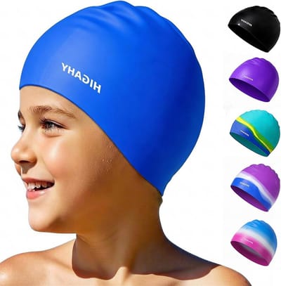 Kinder Badmuts - Zwemmuts Jongens Meisjes - Bescherming Zwemmen - Waterdicht UV-bescherming - Maat M - Donkerblauw