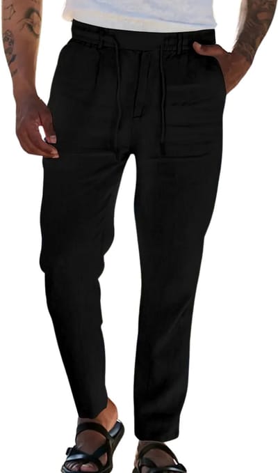 Livano Linnen Broek Heren - Zomerbroek - Volwassenen - Lange Broek - Pantalon - Strandbroek - Zomer - Ibiza Stijl - Zwart - Maat S