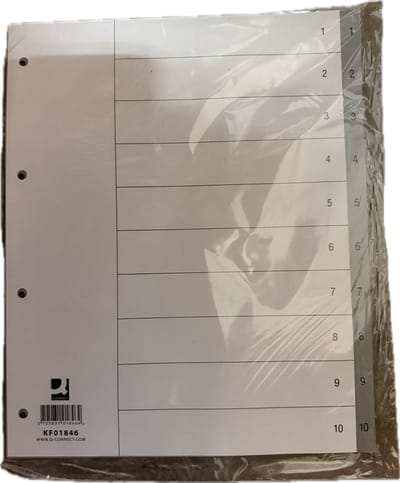 Q-CONNECT numerieke tabbladen, A4, PP, 1-10, met indexblad, grijs