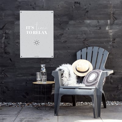MOODZ design | Tuinposter | Buitenposter | It's time to relax | 50 x 70 cm | Grijs