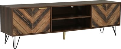 TV-meubel televisietafel opbergkast ijzeren poten TV-meubel massief hout fineer 2 deuren
