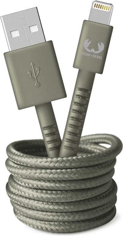 Fresh 'n Rebel - USB naar Apple Lightning oplaadkabel - 2 meter - Gevlochten kwaliteit kabel - Dried Green