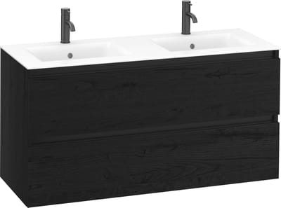 Saqu Gaia Badkamermeubel Set - 121x46 cm - Voorgemonteerd - Zwart - Wastafelmeubel - Badmeubel