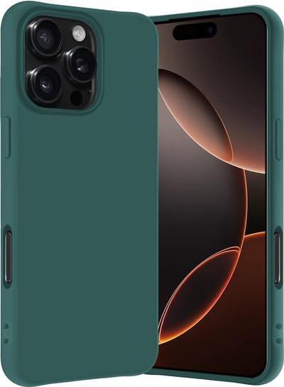 Hoes - Geschikt voor Apple iPhone 16 Pro - Sterk & Shockproof - Hoesje Cover - Siliconen Case - Donkergroen