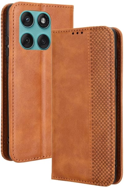 Coverup Hoesje - Geschikt voor Motorola Edge 60 / 60 Fusion Hoesje - Coverup Vintage Style Book Case - Bruin