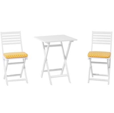 FIJI - Bistroset voor 2 - Wit /Geel - Acaciahout