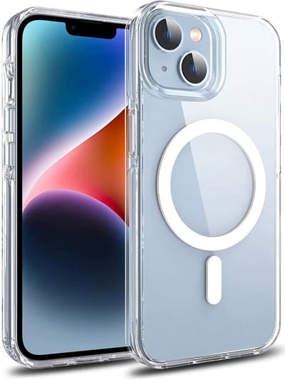 Dun TPU Transparant Hoesje geschikt voor Apple iPhone 14 | Back Cover met Magneet | Geschikt voor Draadloos Opladen met Magnetische Ring | Compatibel met MagSafe | Doorzichtig | Ultra Dun | Flexibel