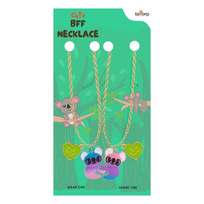 Bixorp Friends BFF Ketting voor 2 met Regenboog Koala - Magnetische Vriendschapsketting - Cadeau voor Beste Vrienden - Goud met Dubbele Hangers! - 45+5cm