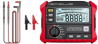 Isolatie Weerstand Tester - Megohmmeter Grondmeter - Elektrische Inspectie - Automatische PI DAR - 1100 Datapunten - Zwart Rood